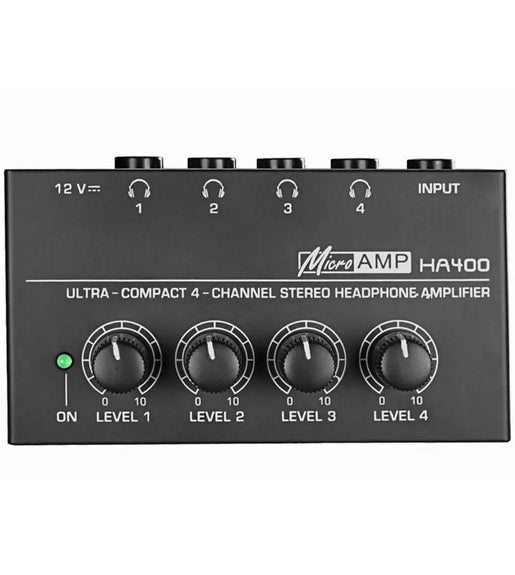 HA400 Compact Headphone Amplifier - 4 Channel - Black - 