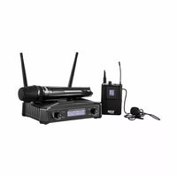 Hybrid U - DF B UHF, Dual handheld + Lapel transmitter - receiver Microphone System - 