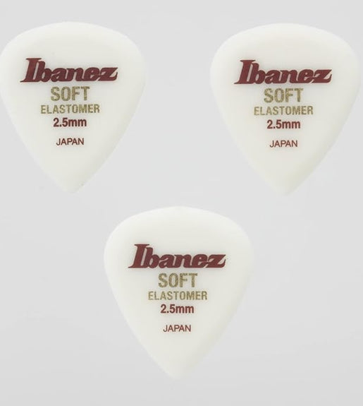 Ibanez BELJ1ST25 Elastomer Pick 3 Pcs Soft 2.5mm Teardrop Shape - 