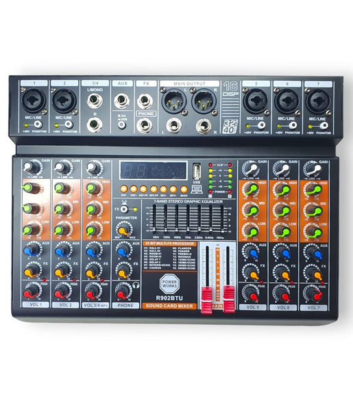 Powerworks R602BTU - 4 Channel Mixer With Bluetooth And USB - 