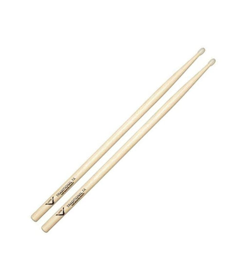 Vater VHT7AN Traditional 7A Nylon Tip Hickory Drum Sticks (Pair) - 